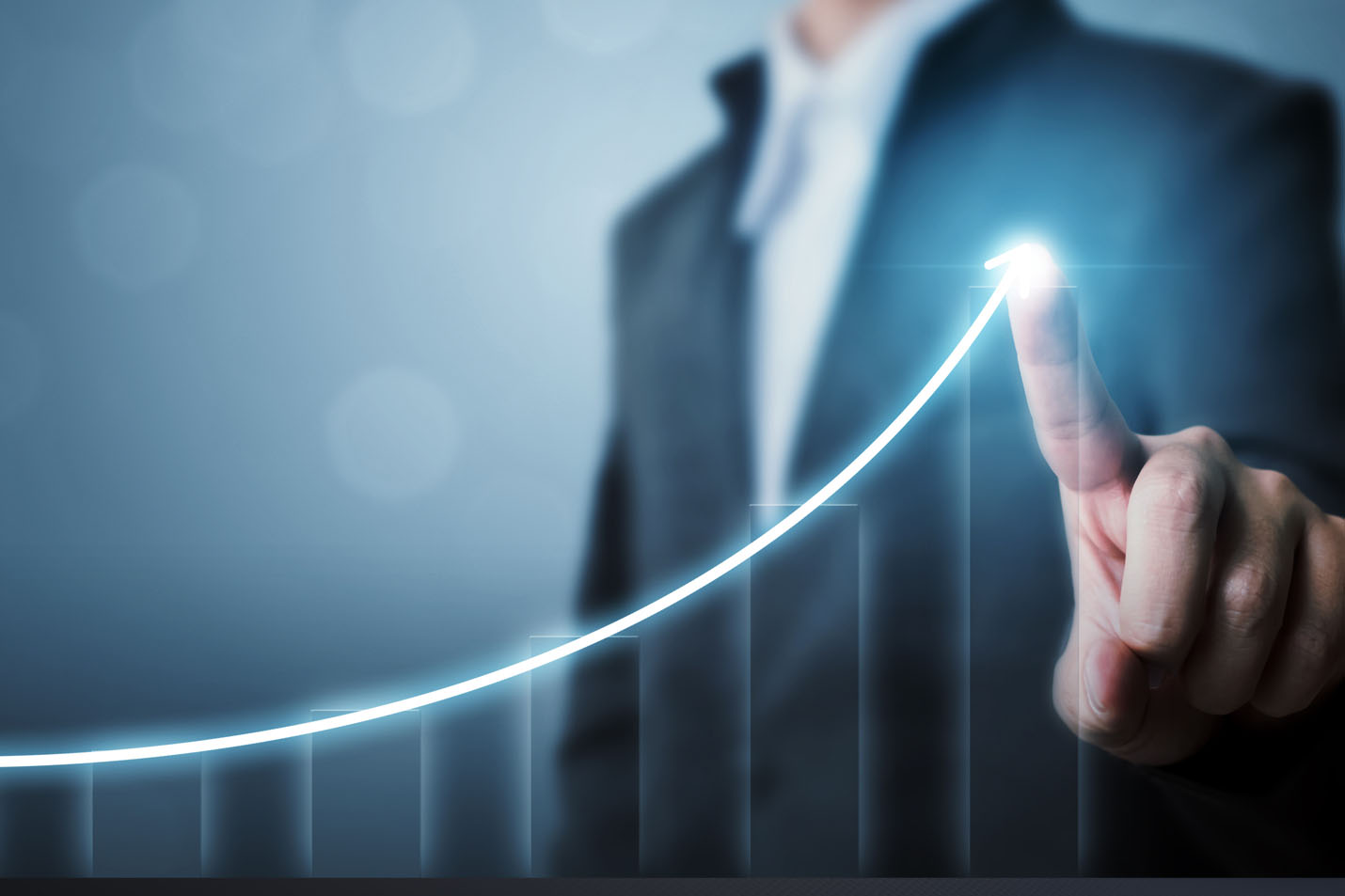 A chart showing an upwards trend